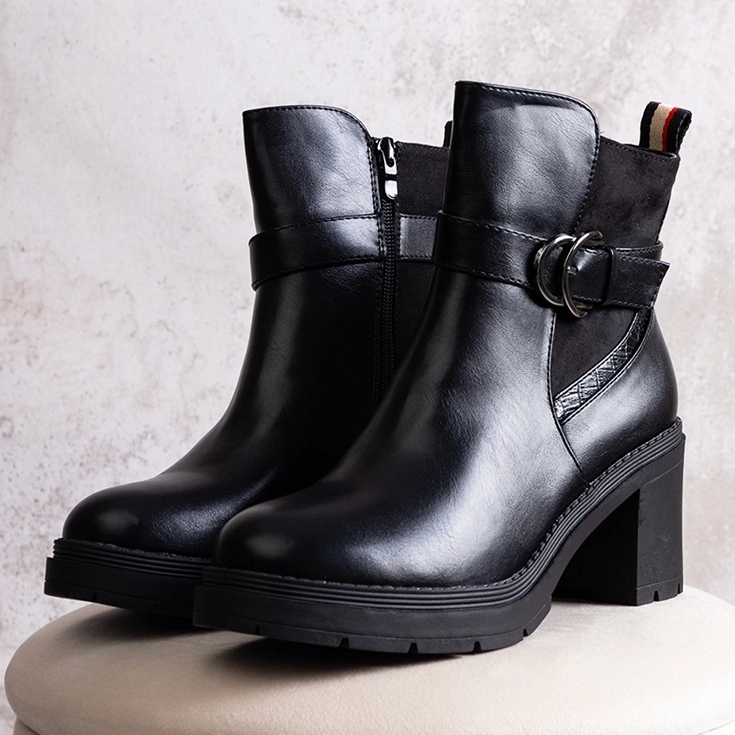 Botine negre cu toc Mirka negru 1