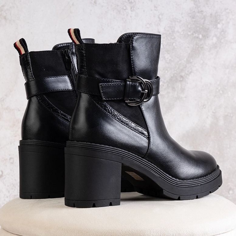 Botine negre cu toc Mirka negru 2