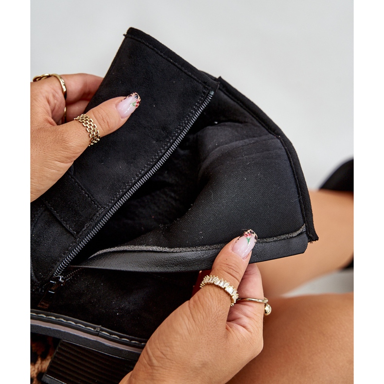 Cizme Cu Toc De Damă Cu Catarame Negre Zudra negru 2