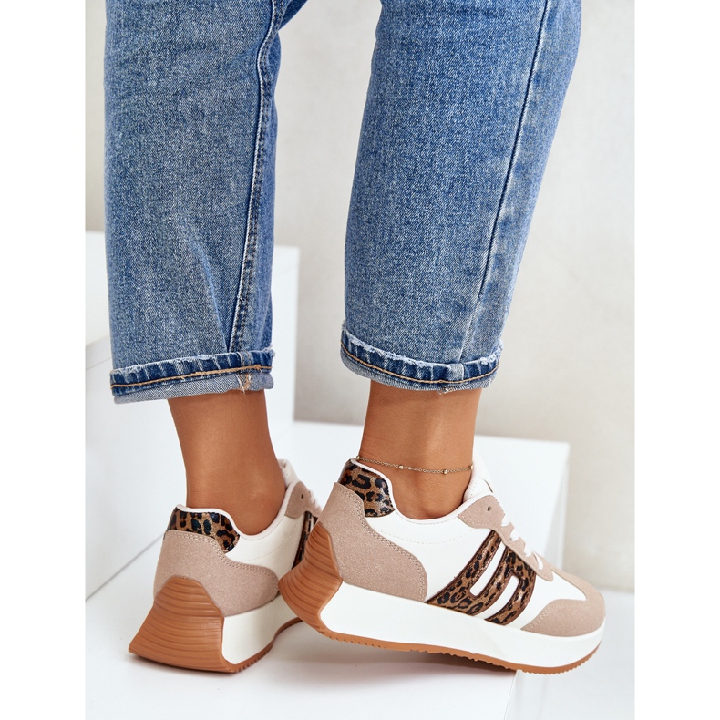 Pantofi de damă leopard, pantofi sport pe platformă, bej Thari 2