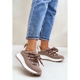 ARTIKER Pantofi de damă din piele intoarsa cu sireturi groase Artier 54C1409 bej 2