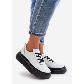 Pantofi Sport Dama Pe Platforma, Piele Naturala, Alb 41470 Vinceza 1