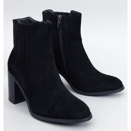 Botine cu toc inalt din piele intoarsa Noriega neagra negru 1