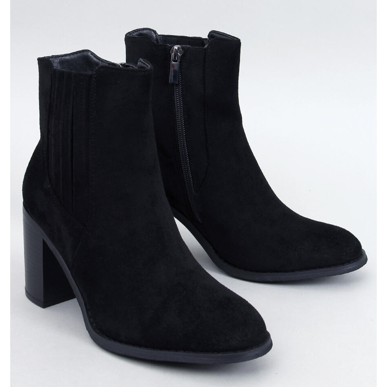 Botine cu toc inalt din piele intoarsa Noriega neagra negru 1