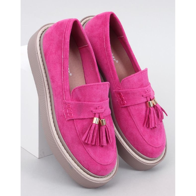 Mocasini cu platforma Trinity Fuchsia cu franjuri roz 1