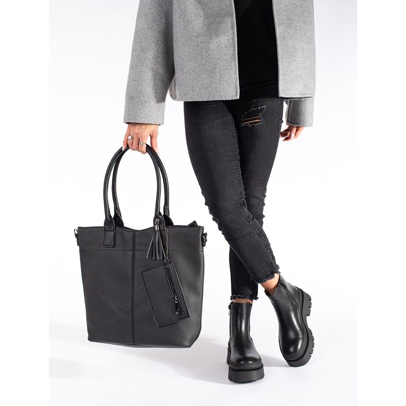 Seastar Cizme Chelsea de dama negre pe platforma negru 2