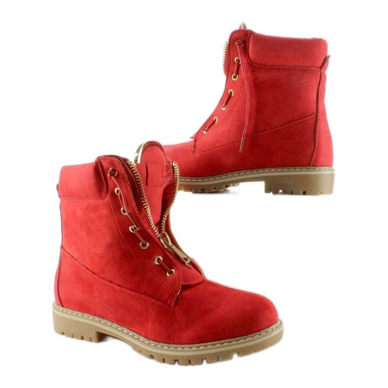 Pantofi balman din piele intoarsa rosie neteda NC50 Red roșu 2