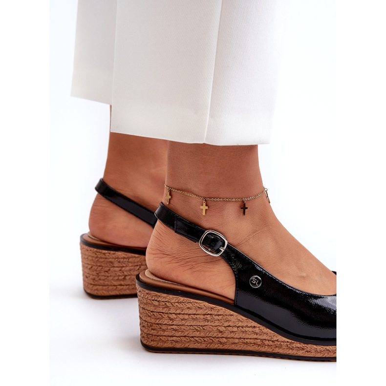 Sandale cu pană patentate pentru femei Sergio Leone SK301 Negru 3