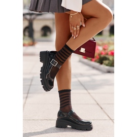 Pantofi de dama din piele lacuita cu catarama, Plikuria Neagra negru 2