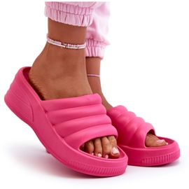 Flip-flops pentru femei, ușoare, din spumă, pe pană și platformă, Fuchsia Tendrea roz 3