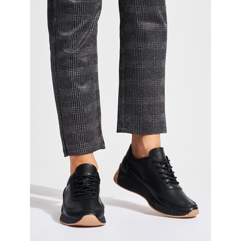 Sergio Leone Pantofi sport de dama din piele neagra negru 1