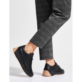 Sergio Leone Pantofi sport de dama din piele neagra negru 2