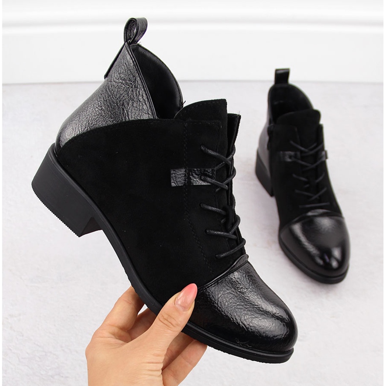 M. DASZYŃSKI Botine negre izolate de piele intoarsa de dama M.Daszyński MR2458-7 negru 1