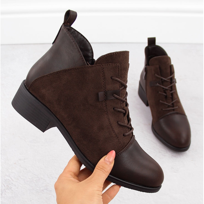 M. DASZYŃSKI Botine izolate de piele maro pentru femei M.Daszyński MR2458-7 1