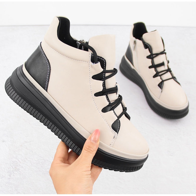 Ghete de dama din piele izolata, bej, Artiker 55C1051 1