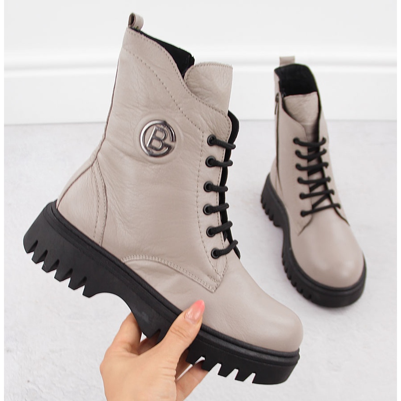 Pantofi de damă pentru muncitori din piele cu talpă groasă, bej T.Sokolski Z1962 1