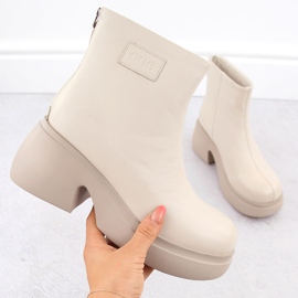 Cizme de dama piele pe platforma, bej Goe OO2N4155 1