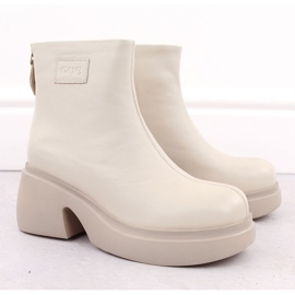 Cizme de dama piele pe platforma, bej Goe OO2N4155 2