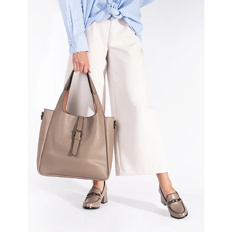 Pantofi de dama bej cu toc inalt 2