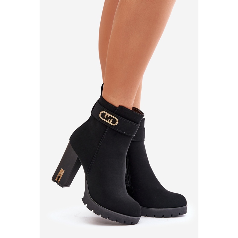 Botine izolate de dama cu fermoar, Black Narielis negru 1
