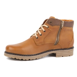 Polbut Pantofi de iarna barbati, botine izolate piele J35S, maro camel 1