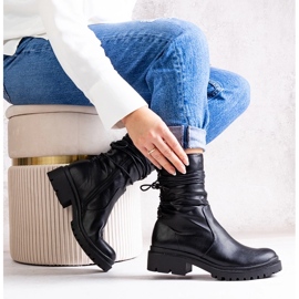 Botine negre din piele ecologica Sahera negru 1