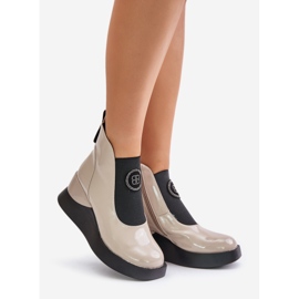 Cizme cu pană din piele S.Barski MR870-22 Gri deschis bej 1 Cizme cu pană din piele S.Barski MR870-22 Gri deschis bej 1