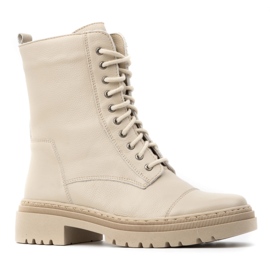 WASAK Botine de dama din piele cu dantela inalta iarna 0640 ecru bej 1 WASAK Botine de dama din piele cu dantela inalta iarna 0640 ecru bej 1