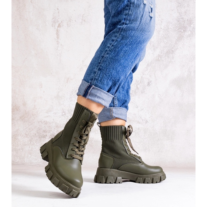 Cizme verzi cu partea superioară flexibilă de la Zogba verde 1