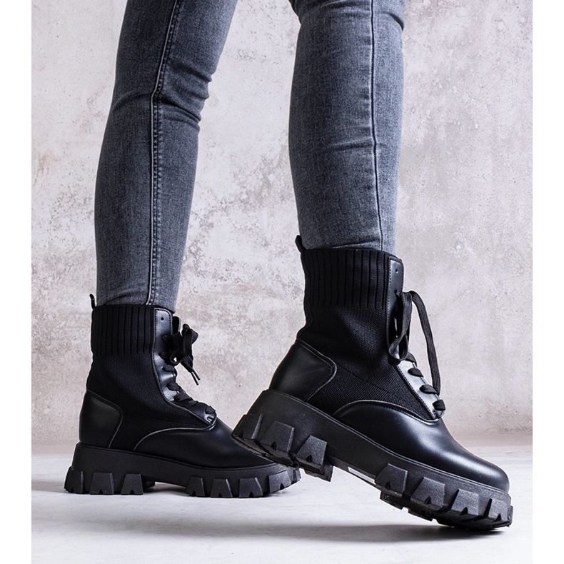 Botine negre cu partea superioară flexibilă de la Zogba negru 1