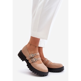 Pantofi de dama cu bretele din piele ecologica, Bej Terione 1 Pantofi de dama cu bretele din piele ecologica, Bej Terione 1