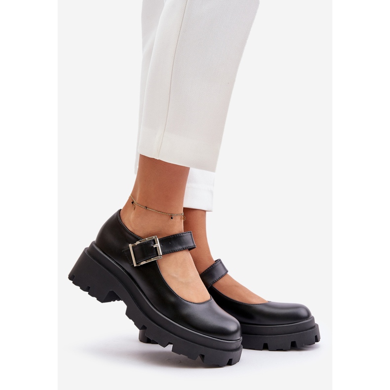 Pantofi de dama cu catarama neagra Plikuria negru 1