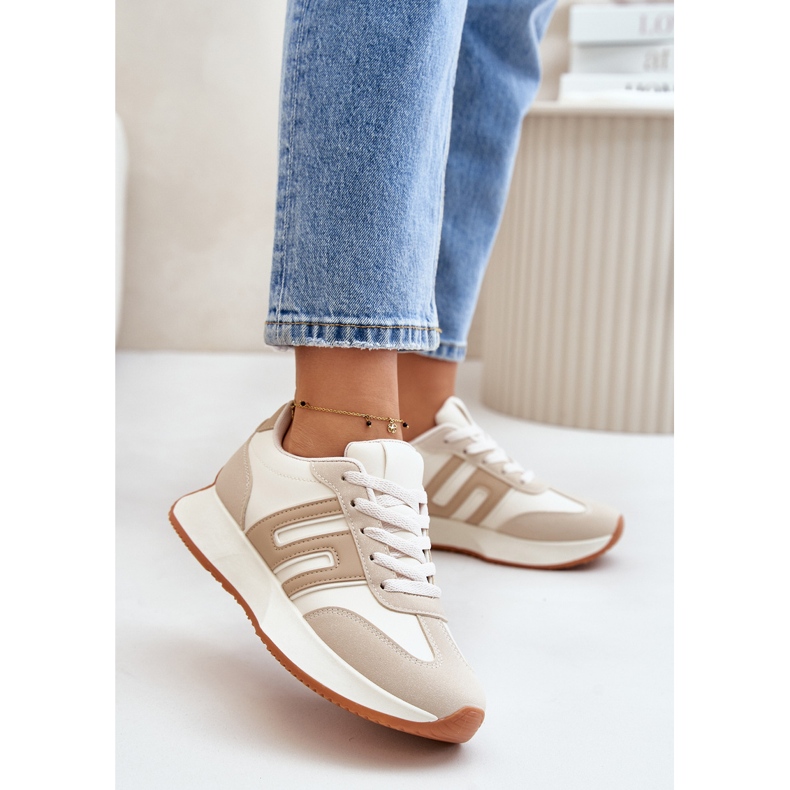 Pantofi de damă, pantofi sport pe platformă, bej Thari 2