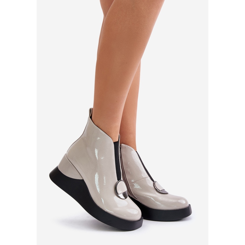 S.Barski Cizme cu pană brevetate izolate D&amp;A MR880-136 Gri deschis 1