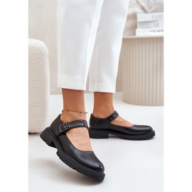 Pantofi de damă din piele ecologică cu curea Neagră Vinceza 62179 negru 2