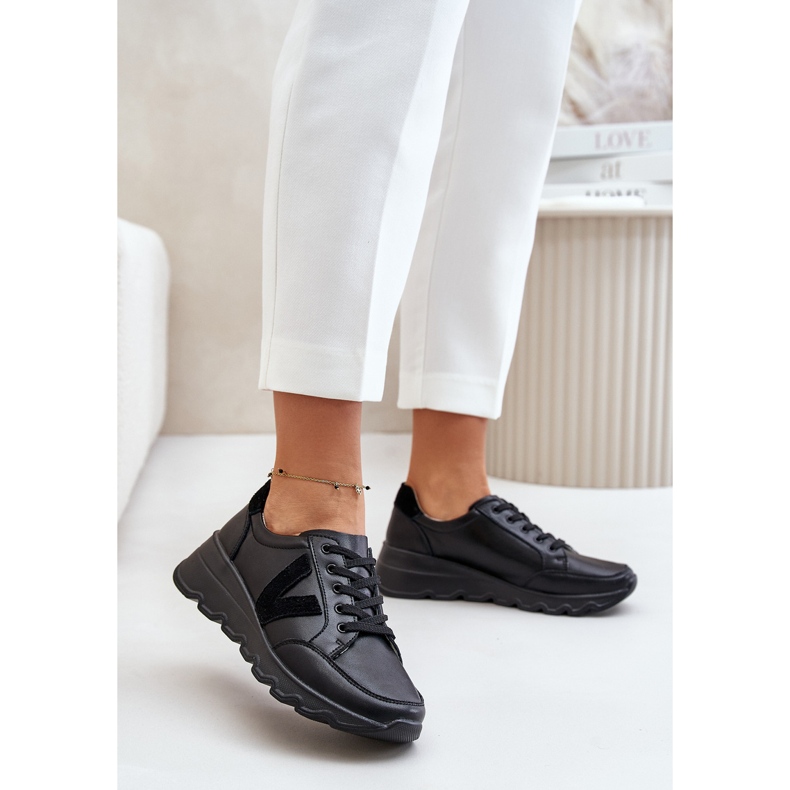 Pantofi sport din piele Vinceza 7918 pentru damă, negru 2