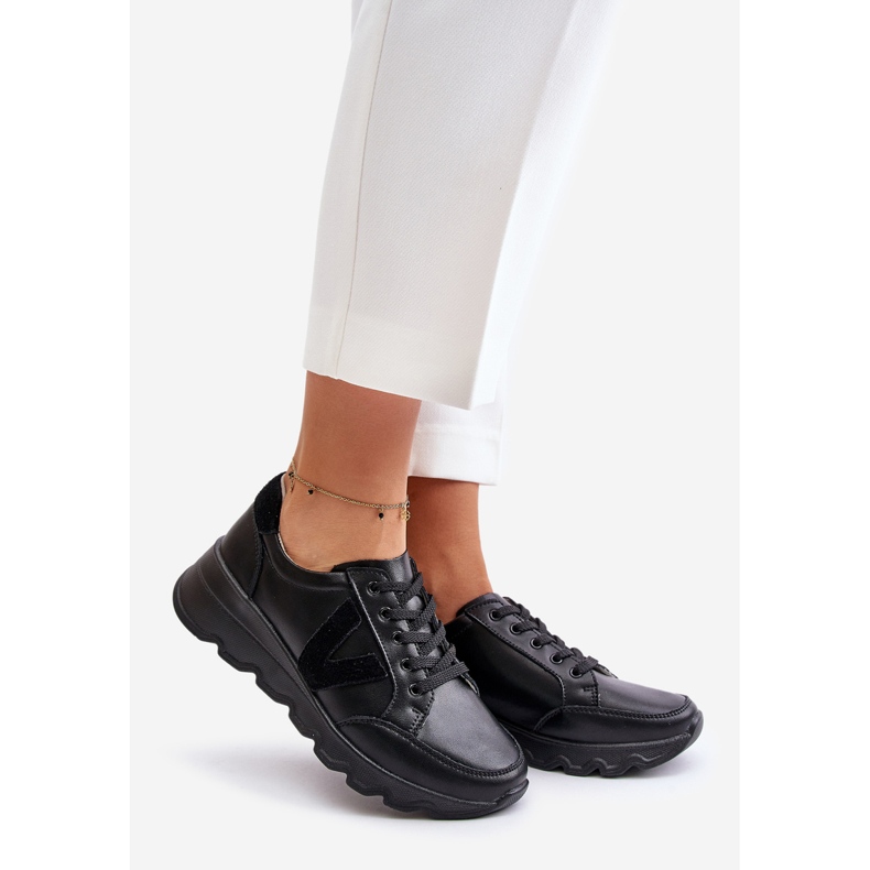 Pantofi sport din piele Vinceza 7918 pentru damă, negru 1
