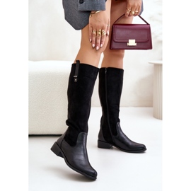 Jezzi Cizme Peste Genunchi Izolate Dama Cu Fermoar Ivasira Neagra negru 2