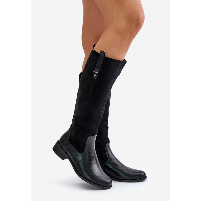 Jezzi Cizme Peste Genunchi Izolate Dama Cu Fermoar Ivasira Neagra negru 1
