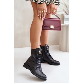 Botine Zazoo 2955 Patent Worker Cu Detaliu Auriu Pe Limbă, Negru 2