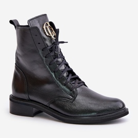 Botine Zazoo 2955 Patent Worker Cu Detaliu Auriu Pe Limbă, Negru 4