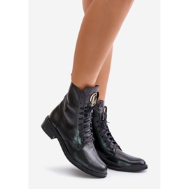 Botine Zazoo 2955 Patent Worker Cu Detaliu Auriu Pe Limbă, Negru 1