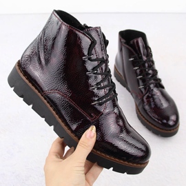 Botine dama bordeaux lavete Rieker 44902-35 roșu 1