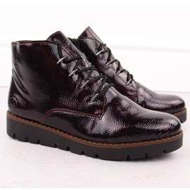 Botine dama bordeaux lavete Rieker 44902-35 roșu 2