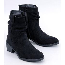 Botine Raney de piele intoarsa neagra cu toc joase negru 1 Botine Raney de piele intoarsa neagra cu toc joase negru 1