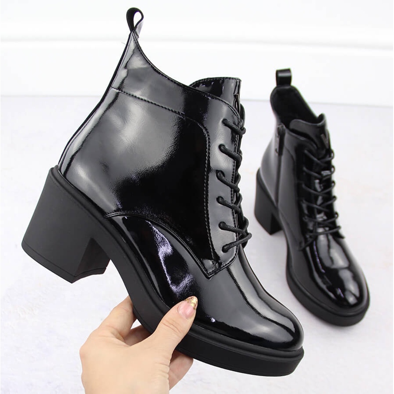 Botine dama lacuite, negre, Vinceza 58321 negru 1