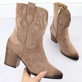 Cizme de cowboy izolate de dama, bej Vinceza 1