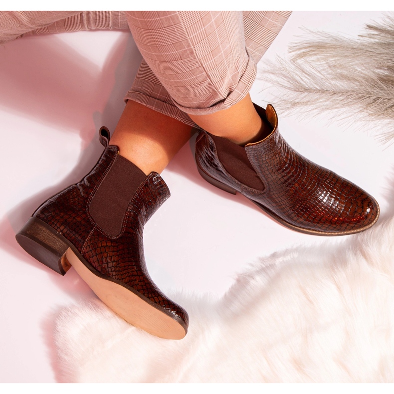 Cizme Chelsea plate, piele camel Butdam Stw maro 1 Cizme Chelsea plate, piele camel Butdam Stw maro 1