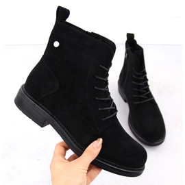 Cizme negre de piele intoarsa de dama de la Sergio Leone BT590 negru 1