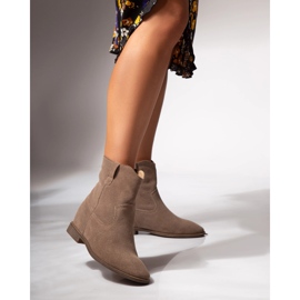 BUTDAM Botine Kwk, piele intoarsa bej 1
